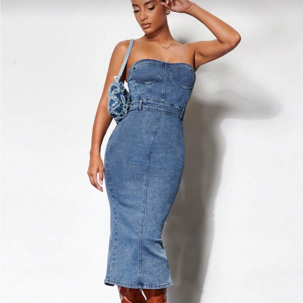 Strapless Denim Dress
